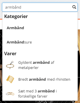 Skærmbillede: Søgning på kategorier
