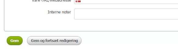 Skærmbillede: Interne notater på varer