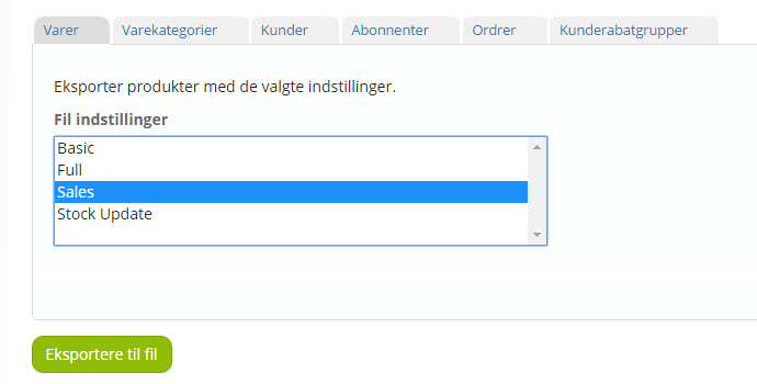 Eksport fil sales