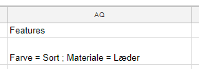 Skærmbillede: Import/eksport af produkt-egenskaber (til filtrering)