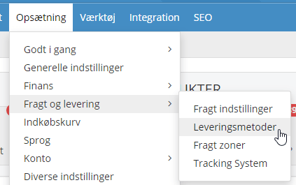 Skærmbillede: Alle leveringsmetoder kan markeres som standard til fil eksport