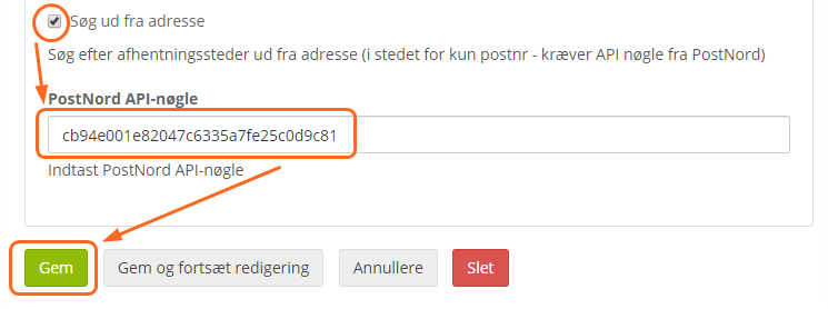 Skærmbillede: PostNord afhentning: Søgning på adresse