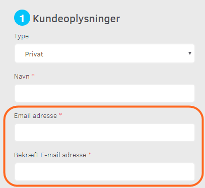 Skærmbillede: Mulighed for at kunder skal bekræfte e-mail adresse ved bestilling