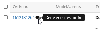 Skærmbillede: Kommentarer på ordrer fylder mindre på checkliste