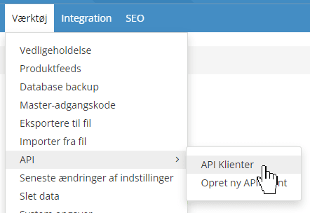 Skærmbillede: Titel på API-nøgler