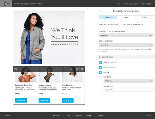 Mailchimp-nyhedsbrev med relaterede produkter