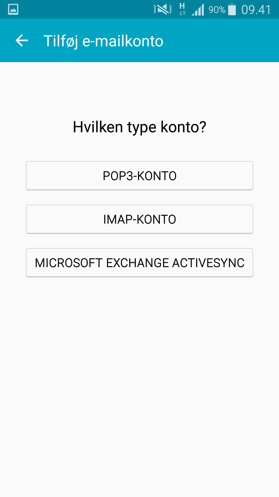 Skærmbillede: Android mail opsætning