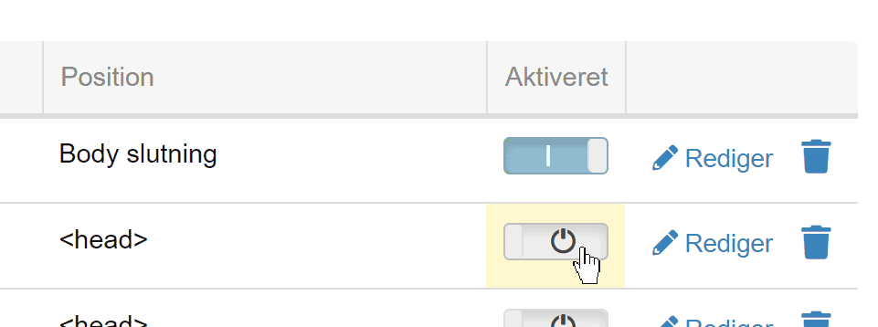 Skærmbillede: 2: Indsæt opdateret script for cookie pop-up