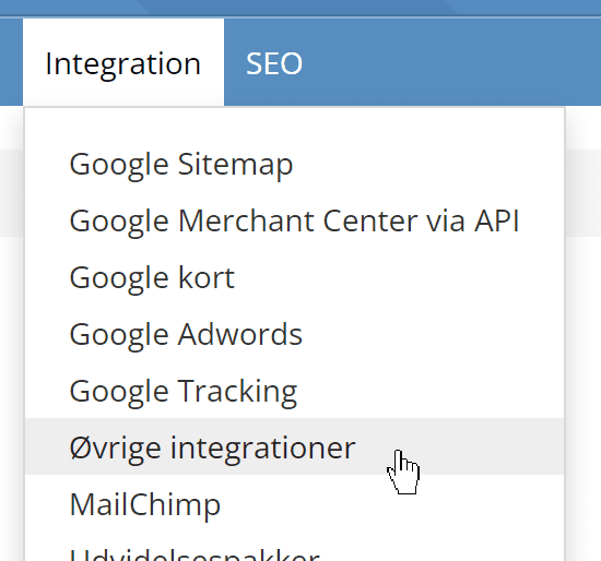 Skærmbillede: 2: Indsæt opdateret script for cookie pop-up