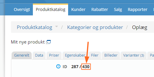 Skærmbillede: Eksempel på filtrering efter aktivitet på specifikt produkt