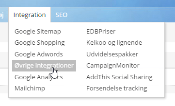 Ovrige integrationer topmenu
