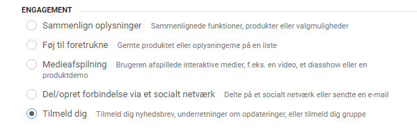 Skærmbillede: 6: Mål tilmelding til nyhedsbrev
