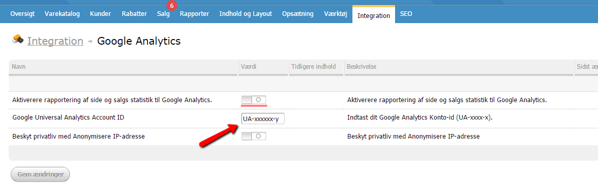 Skærmbillede: 3. Integrer webshop med Google Analytics