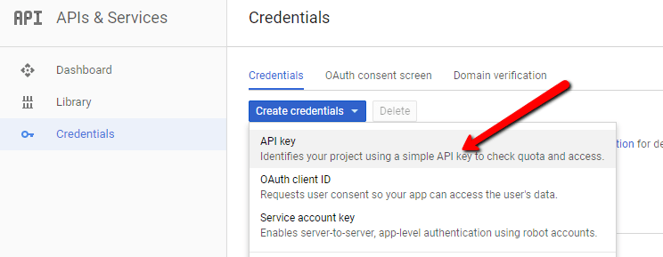 Skærmbillede: Find og aktiver din Google maps API key