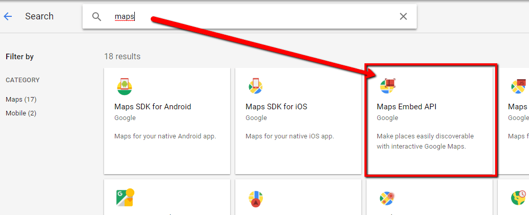 Skærmbillede: Find og aktiver din Google maps API key