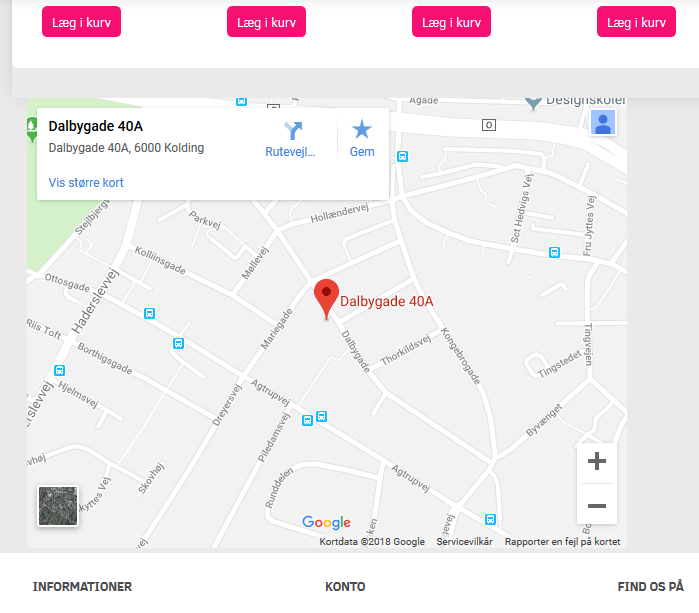 Skærmbillede: Indsæt dit Google map i shoppen