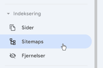 Skærmbillede: Tilføjelse af Google sitemap