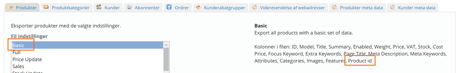 Skærmbillede: Tilføje varianter til et eksisterende produkt