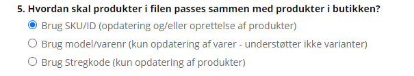 Skærmbillede: Opdatere varianter med priser, lager, stregkode m.v.
