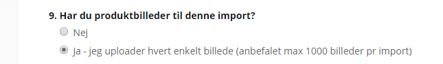 Skærmbillede: Import med billeder (produkter)