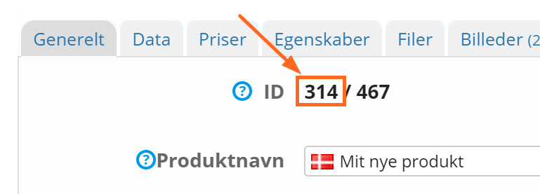 Skærmbillede: Tilføje varianter til et eksisterende produkt