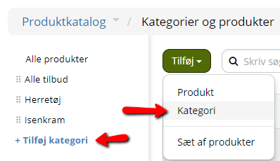 Skærmbillede: Kategorisider som informationssider
