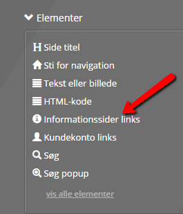 Skærmbillede: Placering af informationssider
