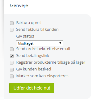 Skærmbillede: Kunder kan få link til at godkende kortbetaling