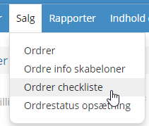 Menu ordrer checkliste