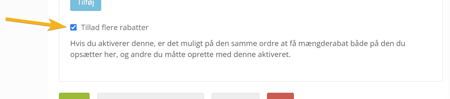 Skærmbillede: Oprettelse af mængderabat på tværs af produkter