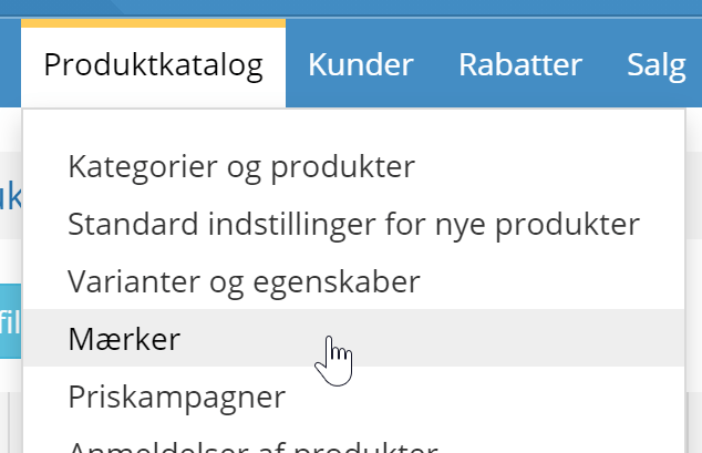 Skærmbillede: Fravælg alle pr mærke