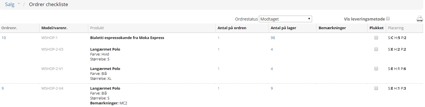 Skærmbillede: Checkliste