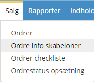 Skærmbillede: Ordre info skabeloner