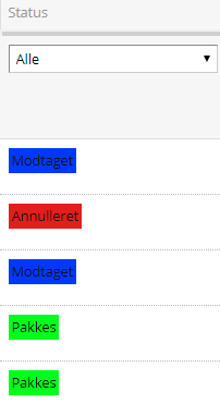 Skærmbillede: Opret ordrestatus