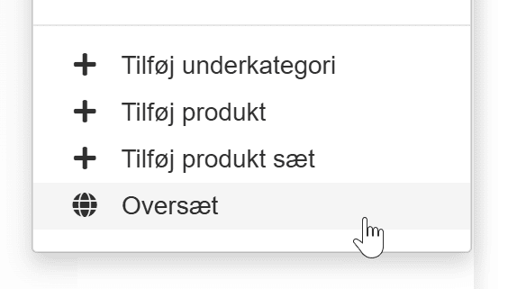 Skærmbillede: Oversæt kategorier