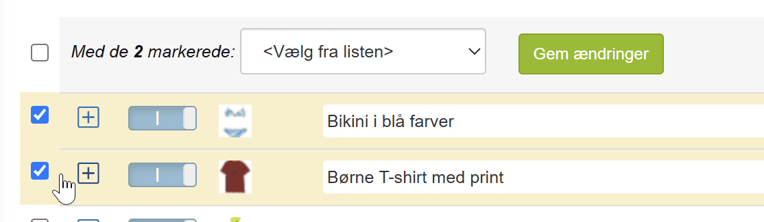 Skærmbillede: Oversæt produkter