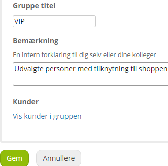 Skærmbillede: Oprettelse af kundegrupper