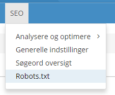 Skærmbillede: Tilføj regler til robots.txt