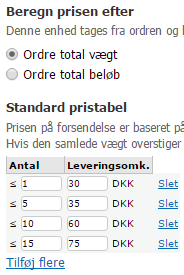 Skærmbillede: Levering efter vægt eller pris